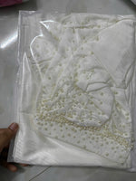Elegant White Ao Dai featuring delicate Pearl Embellishments No Pants | Áo Dài Truyền Thống