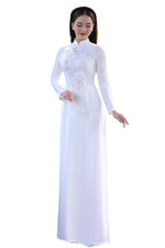 Traditional Ao Dai Dress | White Vietnamese Ribbon Ao Dai | Áo Dài Truyền Thống | Áo Dài Kết Hoa