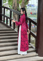 Burgundy Ao Dai Gam For Women | Vietnamese Traditional Ao Dai C2