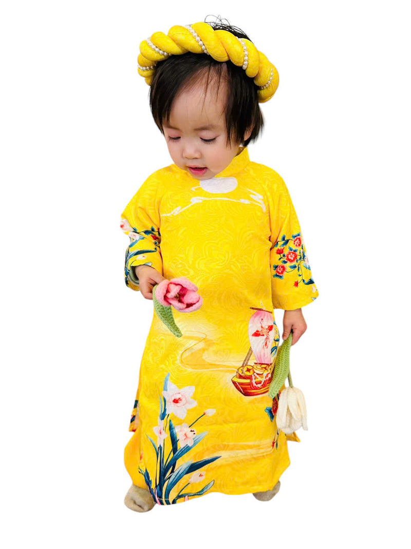 Yellow Girl Dress | Áo Dài Bé gái | Baby Girl's Ao Dai | Ao Dai Tết