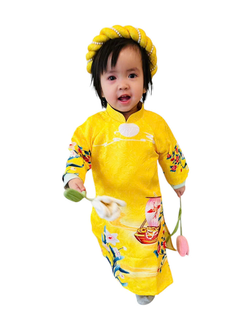 Yellow Girl Dress | Áo Dài Bé gái | Baby Girl's Ao Dai | Ao Dai Tết