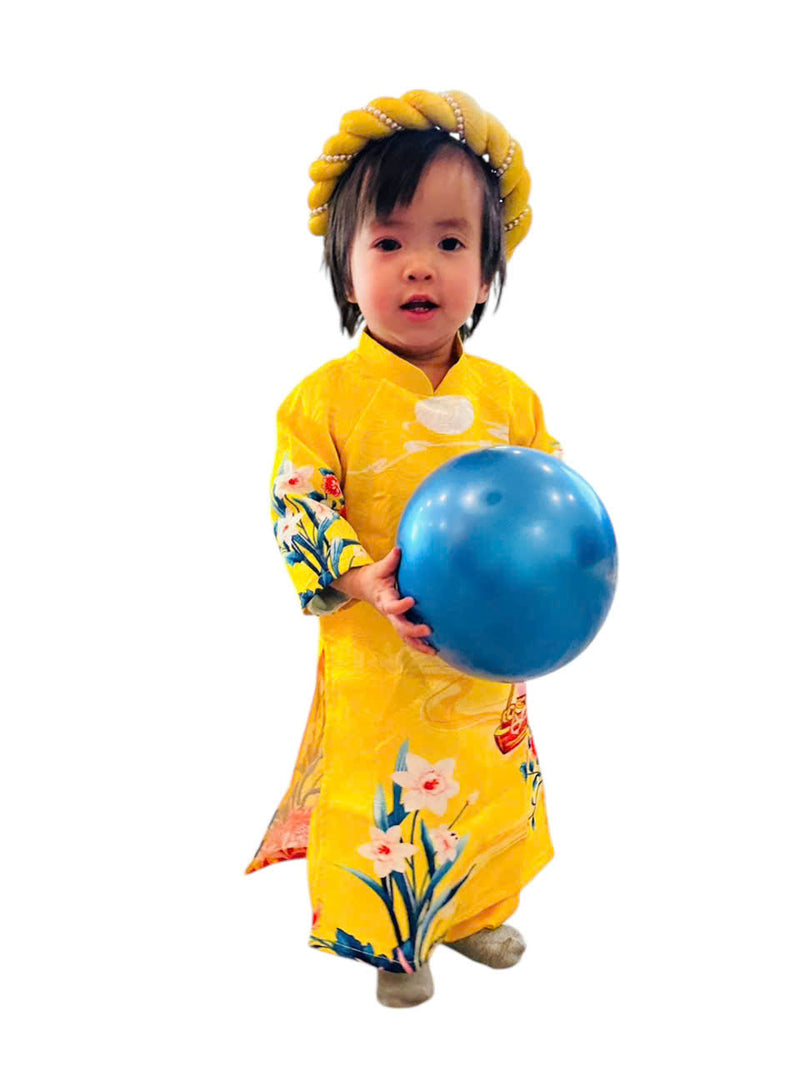 Yellow Girl Dress | Áo Dài Bé gái | Baby Girl's Ao Dai | Ao Dai Tết