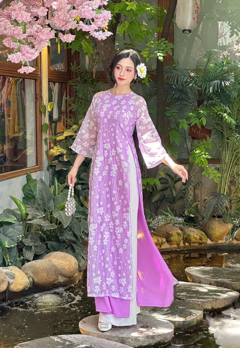 Lavender Bloom Ao Dai  | Áo Dài Hương Giang | Modern Ao Dai E25