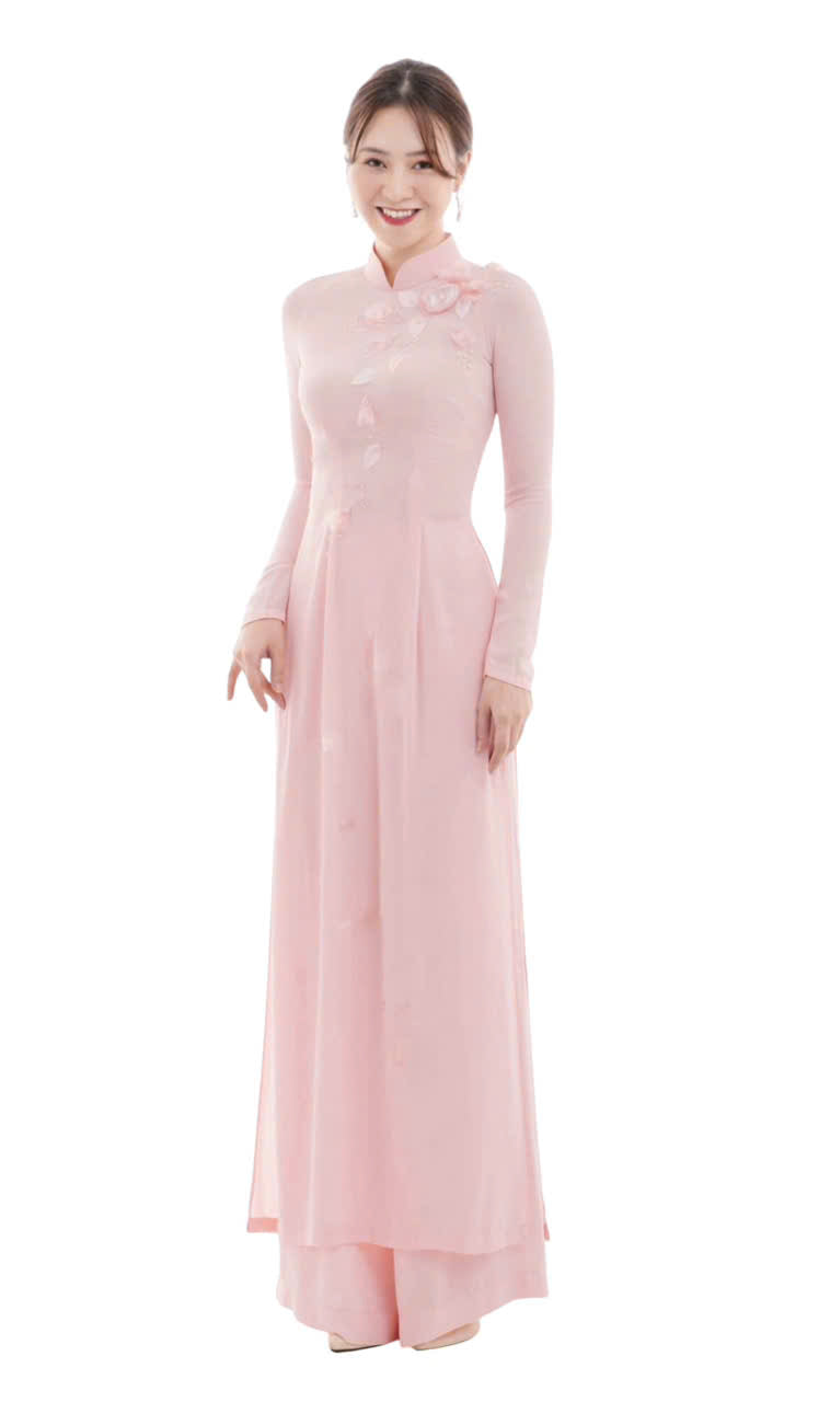 3D Floral Ribbon Vietnamese Traditional Dress | Long Dress Ao Dai | Women Ao Dai