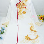 Vietnamese Traditional Long Dress for Man, Vietnamese Ao Dai for Boys, Ao Dai Cach Tan cho Nam, Men's ao dai, Blue dragon ao dai for men