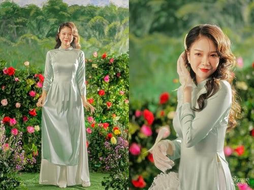 Mint Vietnamese Traditional Ao Dai for Women | Áo Dài Truyền Thống G2