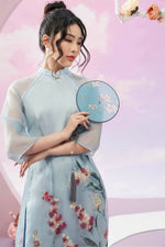 Vietnamese Modernized Dress | Lily 3D Floral Ao Dai Dress | Ao Dai Set